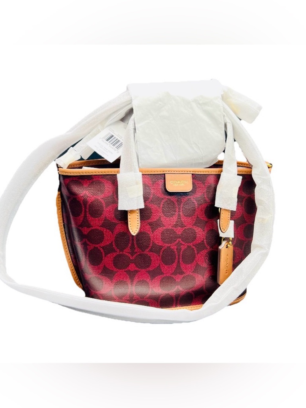 Coach Signature CC Taxi Tote in Black Currant Sable with Crossbody Strap - NWT